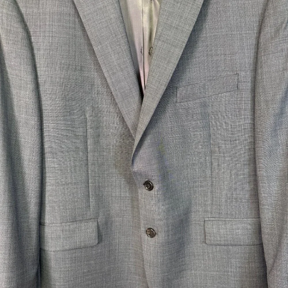 Ralph Lauren Mens Gray Blazer Jacket 44S 2-Button Wool Blend Lined Career